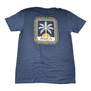 RVCA The Balance Of Opposites Palm Tree Logo Mens Double Sided T Shirt Size L